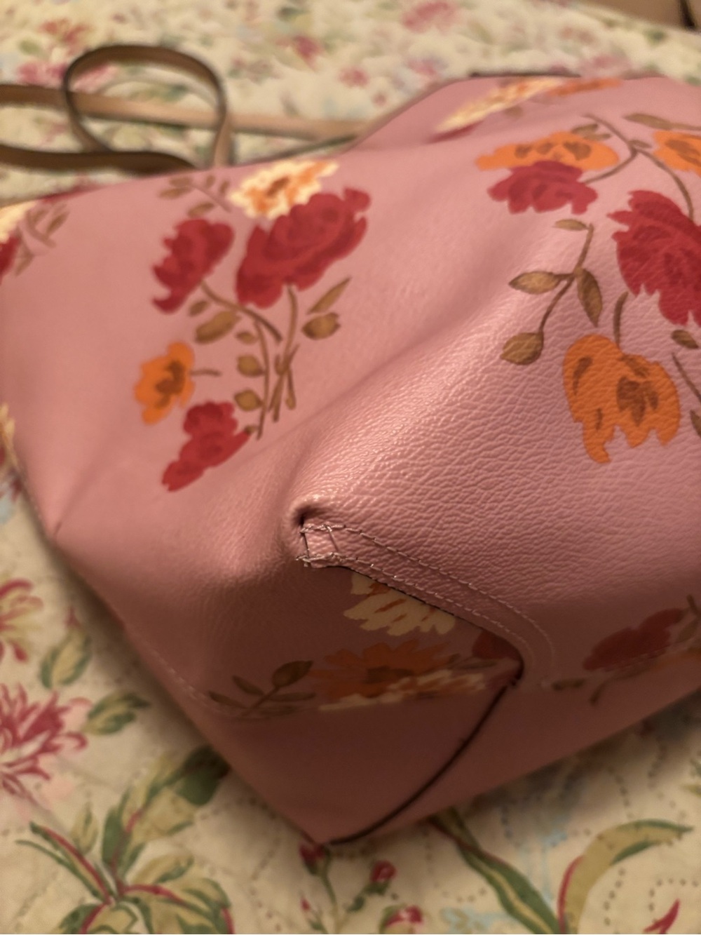 Coach Peony Floral print Tote with Tan Trim - Picture 6 of 16